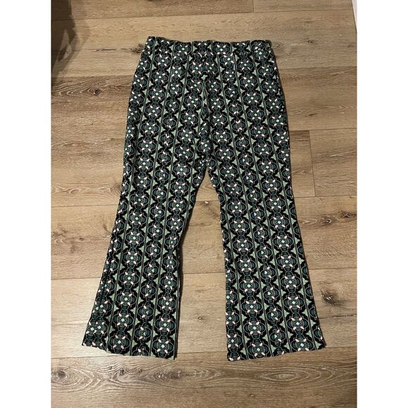 Maeve by Anthropologie Womens Green Sabine Pant Geometric Pattern Size XL - Picture 2 of 3